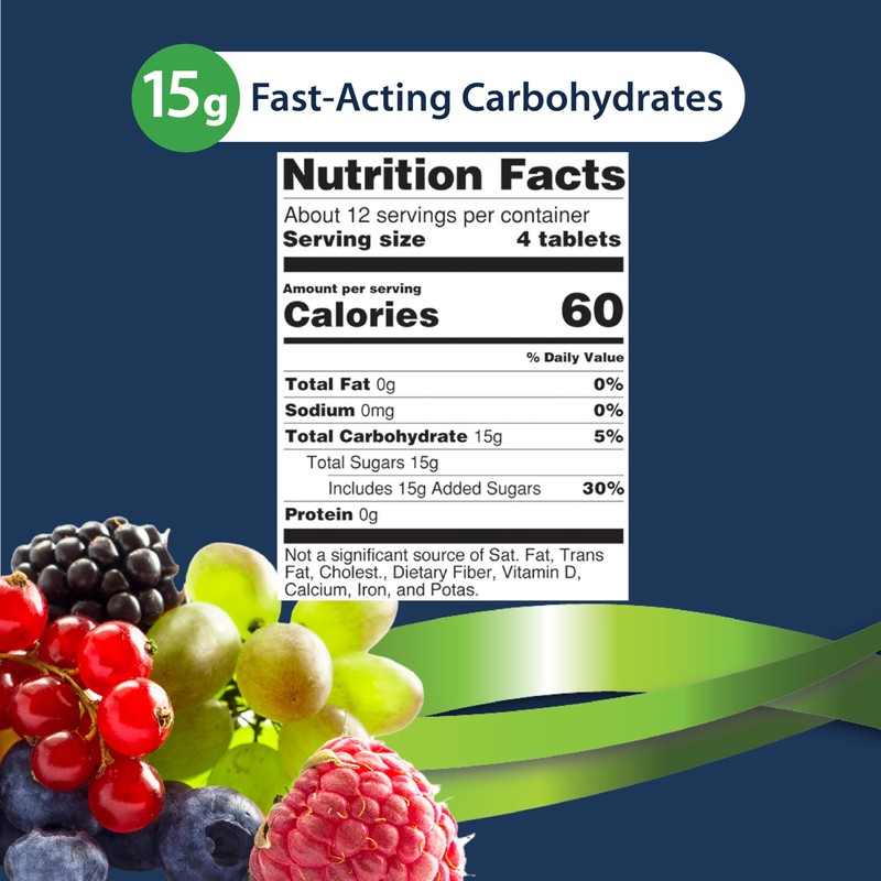 TRUEplus® Glucose Tablets, Assorted Flavor (Grape, Raspberry, Orange) - 50ct