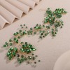 Teyglen Green Crystal Bride Flower Wedding Hair Vine Handmade Rhinestone