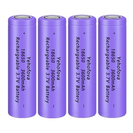 Yehofova 4 Packs 3.7 Volt 18650 Rechargeable Battery 3600mAh 3.7V Button Top Battery for Flashlight, Headlamp