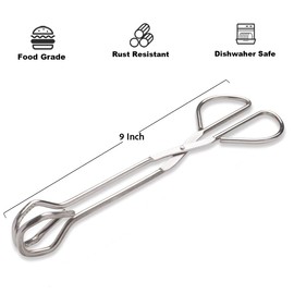 Hiash 9-Inch Heavy Duty Stainless Steel Kitchen Tongs - Comfortable Ergonomic Grip, Scissor Design, Heat Resistant for BBQ and Cooking
