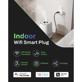 BN-LINK - Enchufe inteligente WiFi resistente, enchufe WiFi inteligente para el hogar compatible con Alexa y Google Assistant, no requiere concentrador, solo red de 2.4 GHz, paquete de 4, color blanco