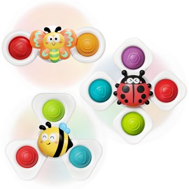 SpringFlower Suction Cup Spinner Toys, Baby Bath Toys 6-12 Months, Bath & Travel Toy for Toddlers, Birthday Baby Sensory Toy for 1 2 3 Year Old Toddler