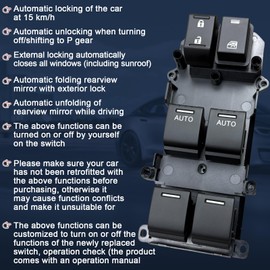BELGEMAY 35750-T2A-A01 2008-2017 Honda Accord EX-L Sedan Power Window Switch with Auto Up/Down & Smart Features — Compatible with OE 35750-T2A-A11, TA0-A31, TA0-A32