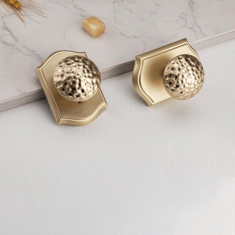 STARPY Interior Door Knobs with Camelot Trim, Satin Brass Door