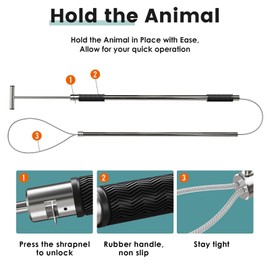 OUJIMAI 61" Dog Catcher Pole Portable Hog Pig Catcher Animal Control Pole Tool Stainless Steel Pig Holder Catch Pole for Dogs Livestock Farm Equipment