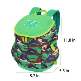 Nscbeop Mini Explorer Toddler Backpack for Boys Girls Age 3+, Preschool Bag with Chest Strap, Reflective Strips (Green Forest)