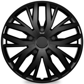 TangMiGe 4 Pack Universal Hubcaps Replacement R16 Wheel Covers, Steel Wheel Rim Cover for Most Cars Sedans SUV Trucks, 16" 16 in inch Hub Caps (Bright Black Color, 16 inch)