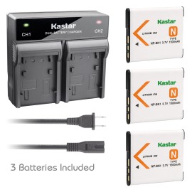 Kastar NP-BN1 BC-CSN Battery or Fast Charger for Sony Cyber-shot DSC-W610 W620 W630 TX1 - 1 Charger + 3 Batteries
