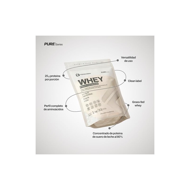 Forzagen Pure Series Grass Fed Whey Protein Concentrate Proteína Suero