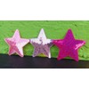 3 x 9cm Sequin Glitter Stars Iron on Patch Light