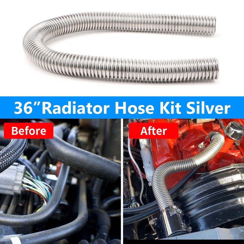 iRKY 36" Stainless Steel Radiator Hose Flexible Universal Water Hoses