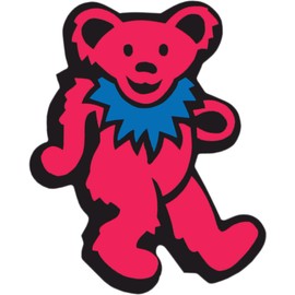 Dancing Bear - Red with Blue Necklace - Bumper Sticker/Decal