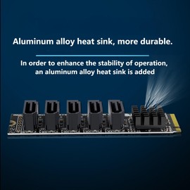 ChenYang 5 Ports M.2 to SATA Adapter, M Key NVME 1 to 5 SATA 3.0 Port Expansion Card with JMB585 Chip/LED Indicator