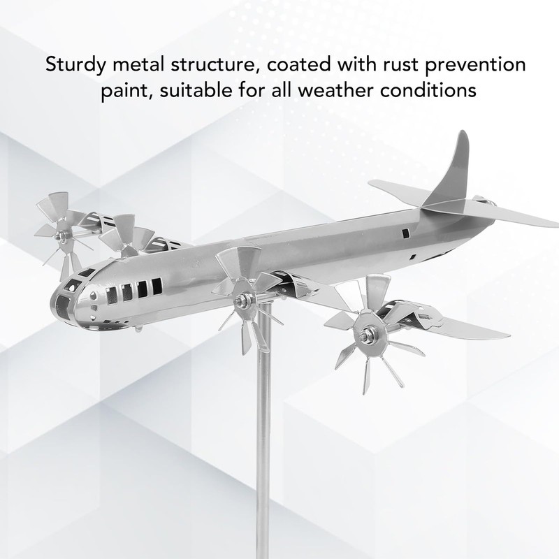 Metal Airplane Wind Spinner, Elegant Spin Design Airplane Weather Vane