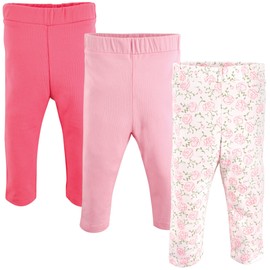 Luvable Friends Baby Girl Cotton Leggings, Pink Rose, 2 Toddler