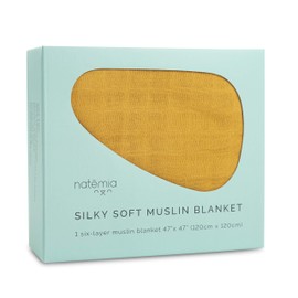 Natemia Bamboo Muslin Baby Blanket - Super Soft, Absorbent, Breathable - 6 Layer 47”x 47” for Babies and Toddlers - Multi Use Baby Towel, Stroller Cover and Receiving Blanket