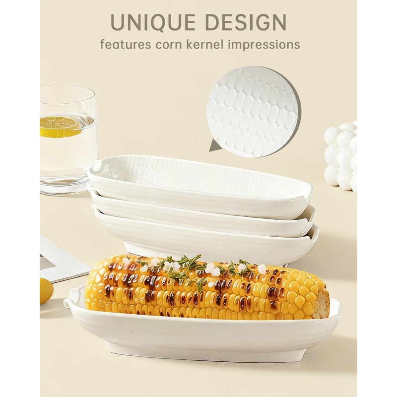Ceramic Corn Cob Holders, 9" Corn on the Cob Dishes