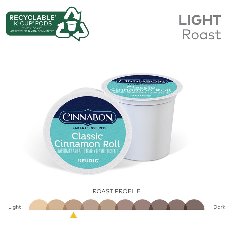 Cinnabon Classic Cinnamon Roll Coffee, Keurig Single Serve K-Cup Pods,