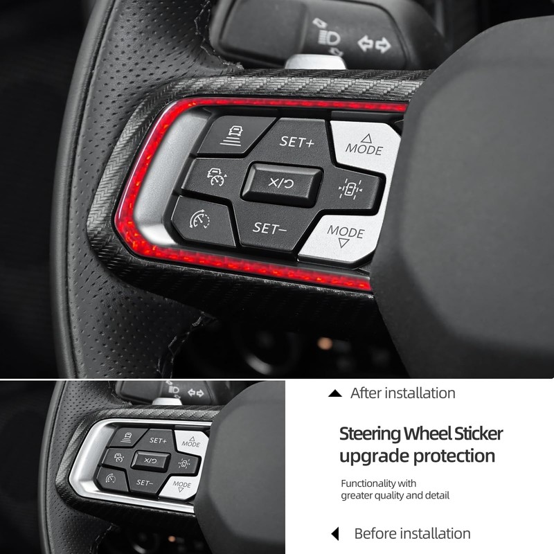 BETTERHUMZ Car Steering Wheel Button Frame Trim for Ford Mustang