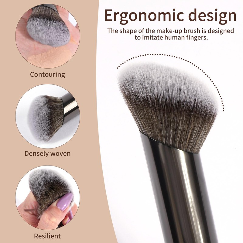 MAANGE 3 PCS Foundation Makeup Brush Set, Double-ended Contour Brush