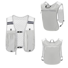 Running Vest for Men and Women, 5 L Lightweight Hydration Backpack Trail Backpack Adjustable Hydration Vest Reflective Running Vest Hydration Backpack for Jogging, Trail Running, Bike, Marathon (Grey)