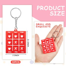 Hicarer 32 Pcs Mini Tic Tac Toe Keychain for Kids Ages 8-12 Plastic Tic Tac Toe Keyholders Birthday Party Valentines Day Gift