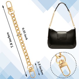 Yuronam 1 Pack Flat Purse Chain Iron Bag Link Chains Shoulder Straps Chains with Metal Buckles Hook for Replacement, DIY Handbags Crafts, 7.9 Inches/20cm(Gold)