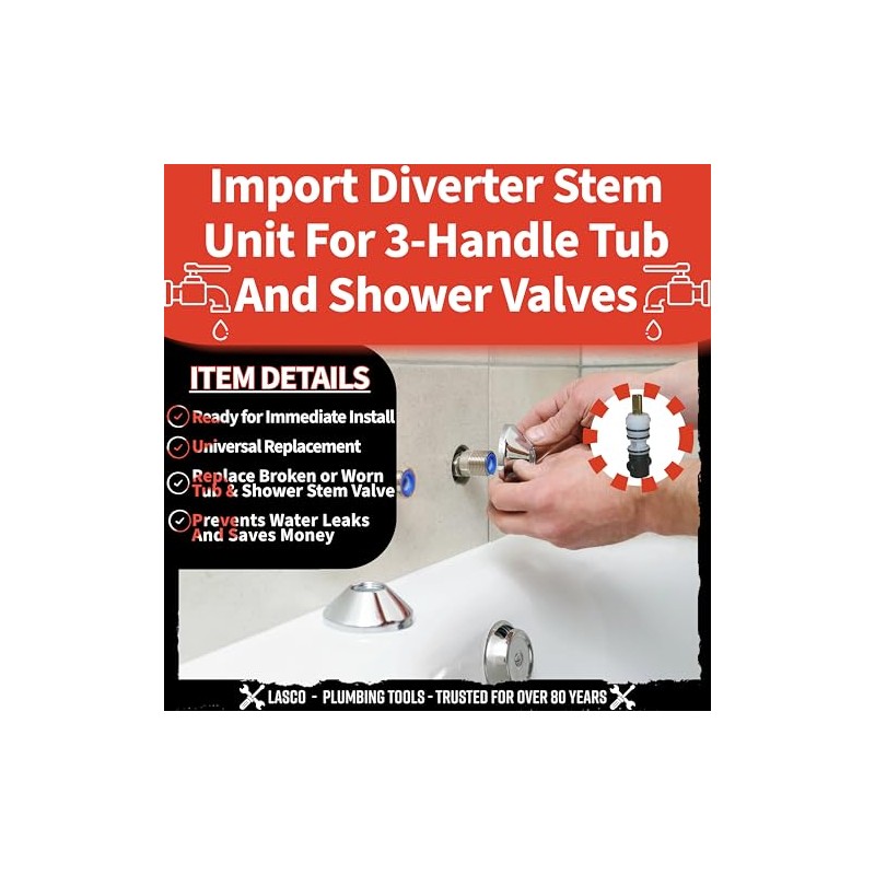 Lasco S-735-4T Import Diverter Stem ,0489,Delex Pattern Broach, For 3