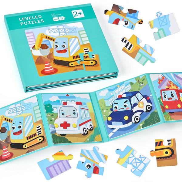 BBLIKE Children's Puzzle Magnetic Puzzle from 3 Digger Ambulance Police
