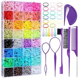 Triko Ligas para el Cabello, 2000 Piezas Bandas Elásticas para el Cabello, Ligas de Colores para el Cabello, Ligas para Bebé, Bandas de Goma para Niñas, Ligas para Niñas Pequeñas con Accesorios