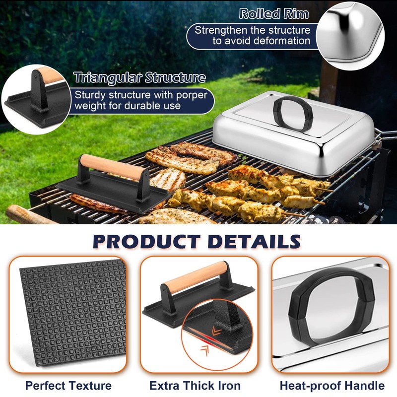 Joyfair Basting Cover with Grill Press, 13 Inch Rectangular Cheese
