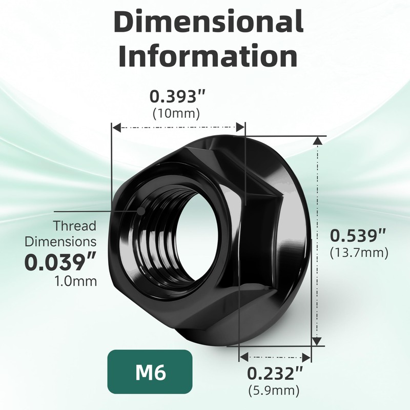 EASTPUK M6 Serrated Flange Nuts, 50Pcs M6-1.0 Grade 10.9 Carbon