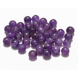 AD Beads Natural Gemstone 8mm Round Loose Beads Big Hole 2.5mm Sized 40pcs (Amethyst)