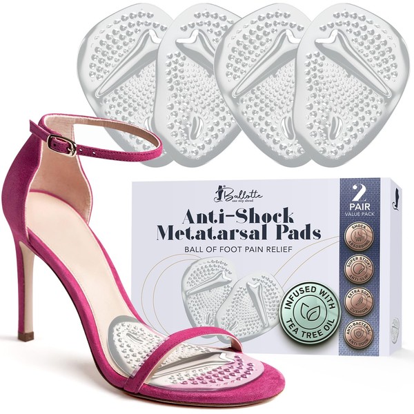 Ballotte Metatarsal Pads for Women, Silicone Gel Foot Cushions for