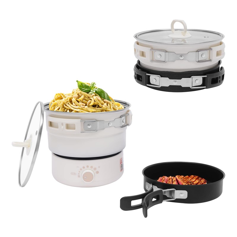 Portable Electric Hot Pot with Foldable Handles, Non-stick Frying Pan,