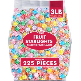 Fruit Flavored Starlight Candy - 3 Pounds - Assorted Hard Candy Individually Wrapped - Office Candy - Tropical Fruit Hard Candy - Bulk Sucking Candies