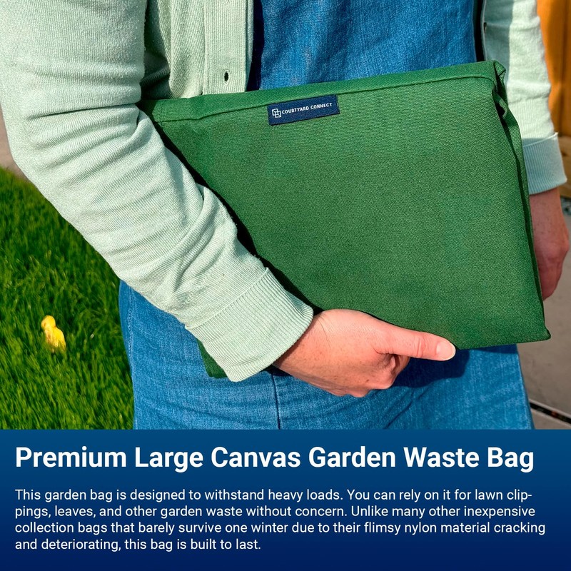 Courtyard Connect Large Canvas Military Green Garden Waste Bag with