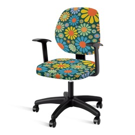 Poceacles Hippie Flower Print Computer Office Chair Cover Protective & Stretchable Universal Chair Covers Stretch Rotating Chair Slipcover for Office Home 2Pcs