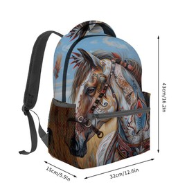 VANZEV Native American Horse Backpack Travel Backpacks Laptop Rucksack,School Bookbag for Women Kids Boys Girls,Western Back Pack Accessories Bags,Ideal Gifts for Work, Outdoor Adventures