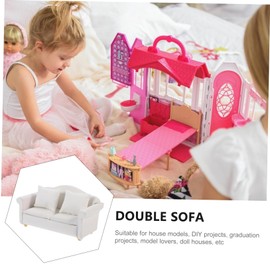 Warmhm White Fabric Miniature Sofa for Dollhouse 1:12 Scale Miniature Landscape Decor Diy Craft