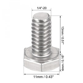 sourcing map 1/4-20 x 1/2" Hex Bolts 304 Stainless Steel Hexagon Screw Bolt 20pcs