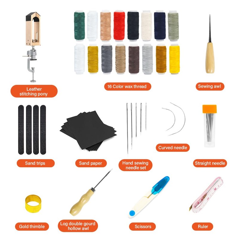 FASTTOBUY Leather Stitching Pony Sewing Pony with 56 PCS Sewing