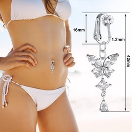 Cinsersr Belly Button Piercing Pack of 3 Fake Belly Button Piercing Clip Simple Design Suitable for Daily Combination of Women and Girls