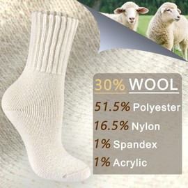 Boot Socks for Women Thermal Warm Socks for Men Winter Thick Hiking Crew Socks Women 5-10 Youth 3 Pairs (Black+Ivory+Dark Grey)