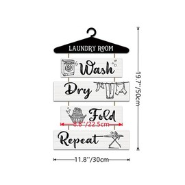 Laundry Room Decor Rustic Laundry Sign with Hang Rope Wooden Laundry Room Sign Wall Decor for Home Decoration Housewarming Gift,White