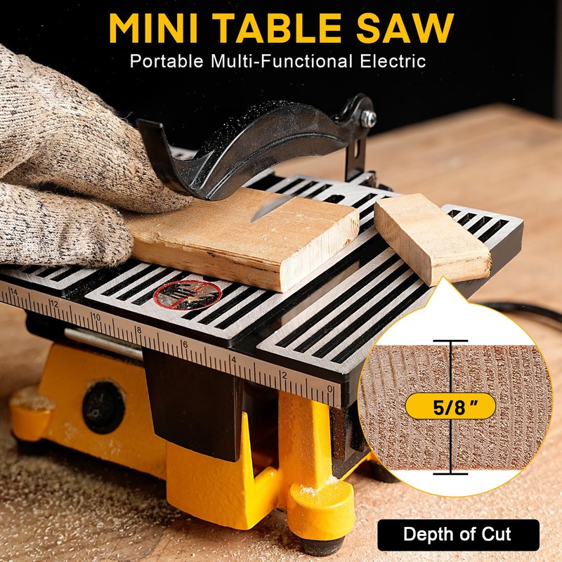 Sbestily Mini Table Saw, Portable Multi-Functional Electric Miter Saw for