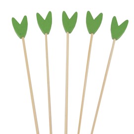 BambooMN Premium 5.9" Decorative Green Tulip End Cocktail Fruit Sandwich Picks Skewers for Catered Events, Holiday's, Restaurants or Buffets Party Supplies, 100 Pieces