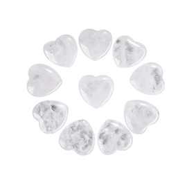 Jovivi 10 Pcs 0.8" Heart Crystals Healing Stone Carved Natural Clear Quartz Crystal Heart Love Polished Gemstone Palm Worry Stones Reiki Meditation Home Decor Gift