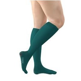Fitlegs Anti-Embolism Stockings (1 Pair) - Open-Toe - Below Knee - 18mmHg - AES Teal Green Stockings - Hospital Compression Stockings - DVT Stockings (Medium)