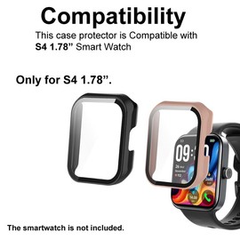 smaate Watch Cases compatible with TOZO S4 AcuFit One 1.78" Smart watch, Hard PC Case with Tempered Glass Screen Protector, Protecting Watch Body & Screen